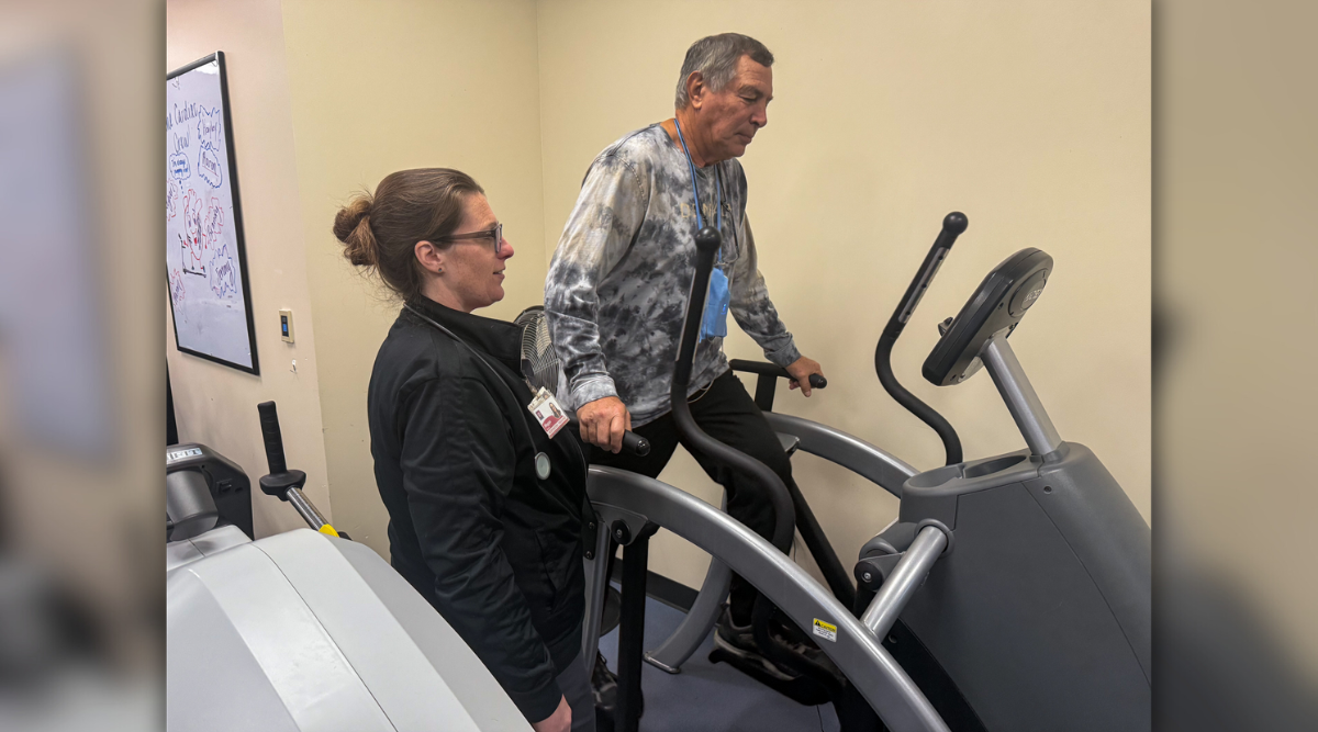 man on exercise equipment