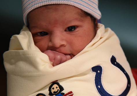 Baby wrapped in blanket