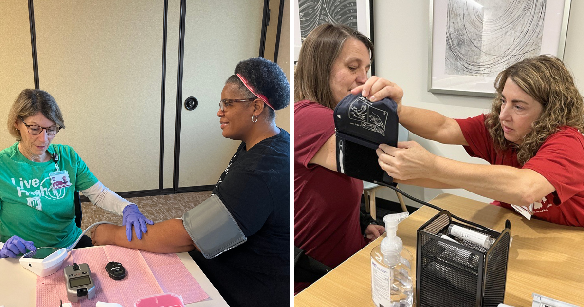 nurses performing health screenings.