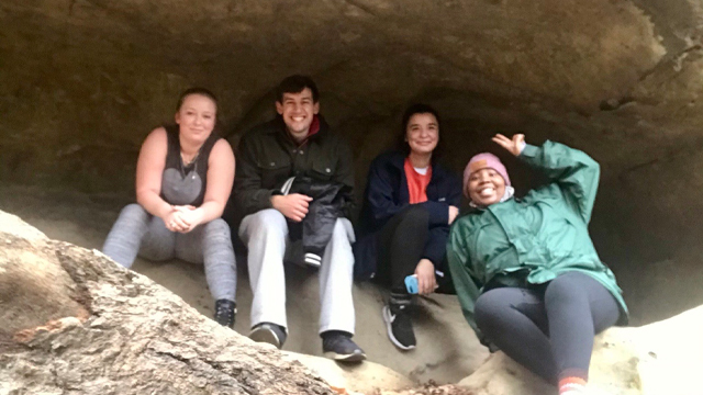 Roberts with friends at Turkey Run State Park