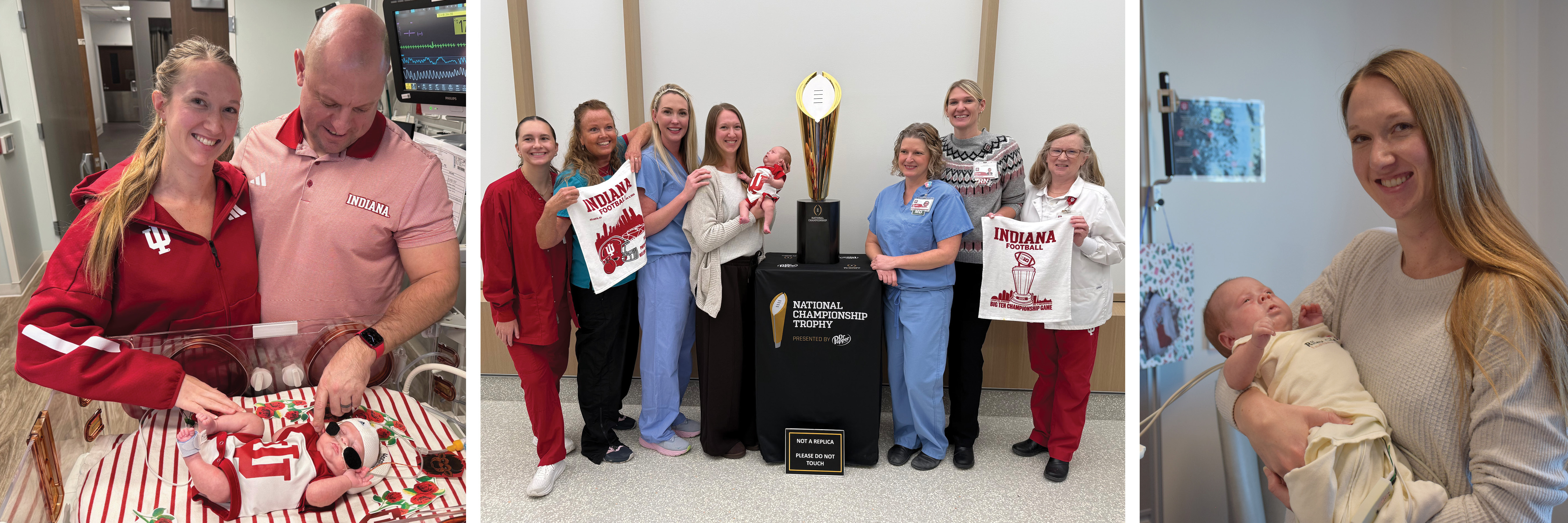 Maverick and Sydney Walter at IU Health Bloomington with the National Campionship trophy