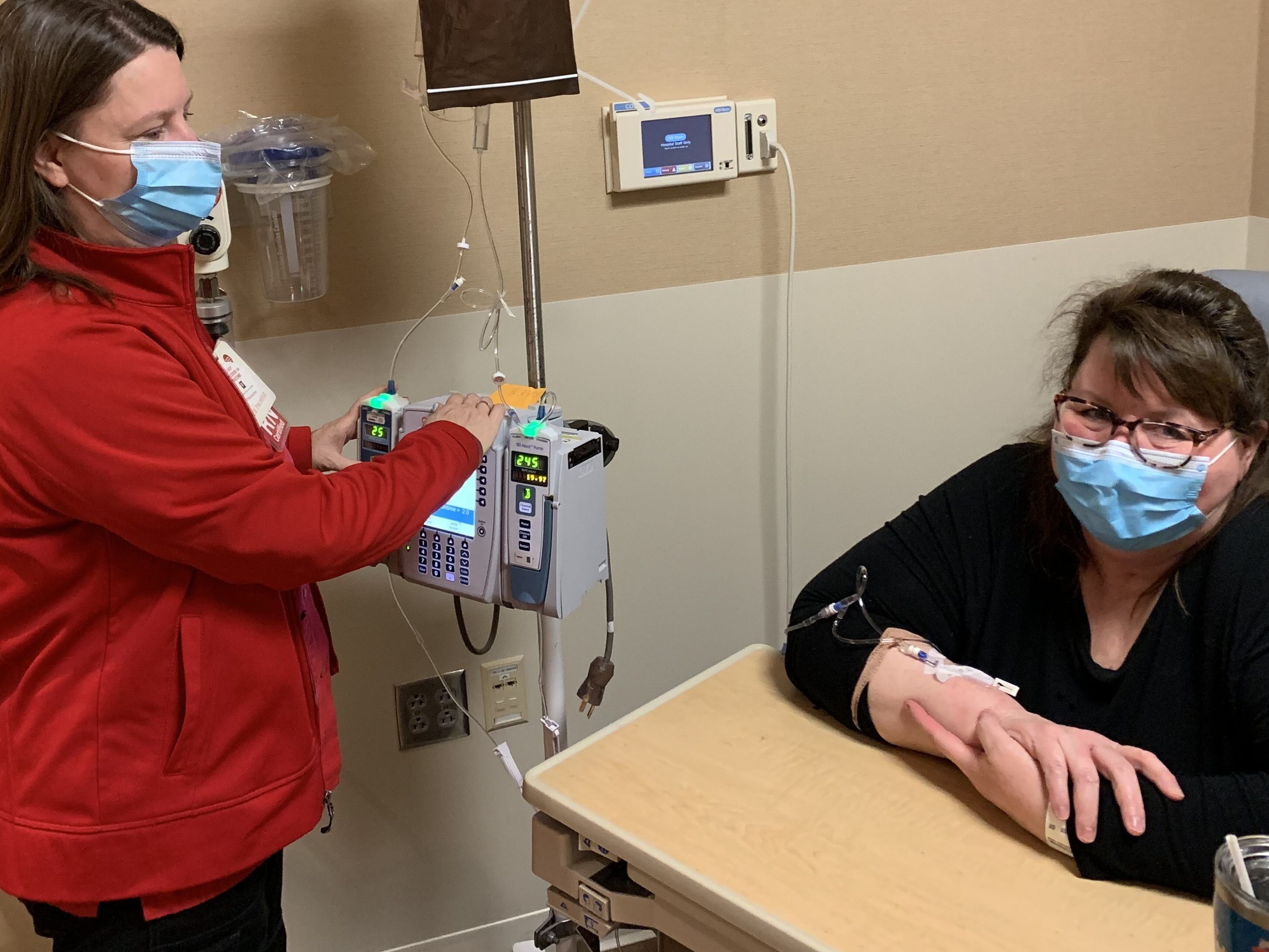 Ayres receives enzyme replacement therapy by nurse Cindy Dicarlo