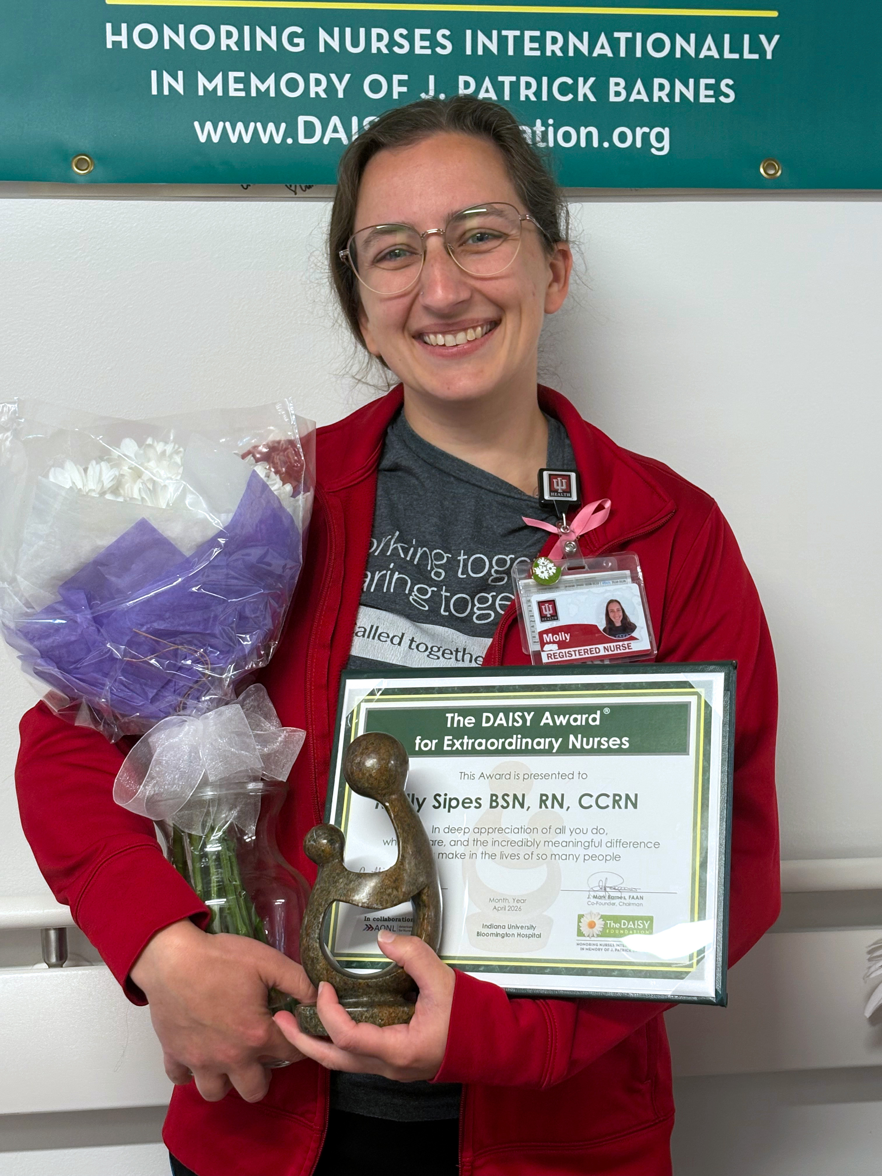 Molly Sipes, RN, IU Health Bloomington Intensive Care Unit and DAISY Award Winner