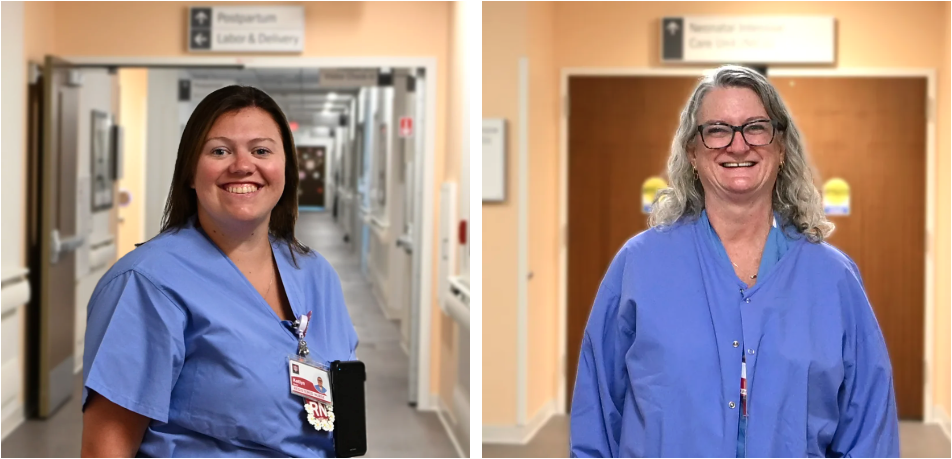 Katlyn Davis, RNC-OB, and Beth Spears, RNC-OB, are part of the IU Health Bloomington Labor and Delivery team.