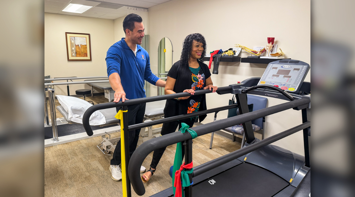 physical therapist and patient