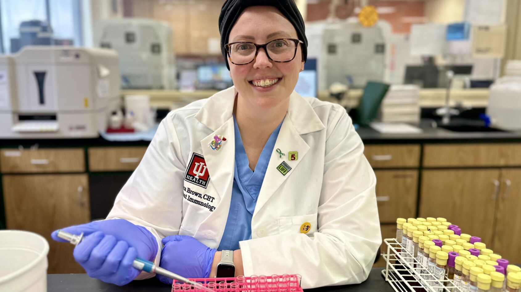 Finding compatibility She tests blood from organ donors and recipients