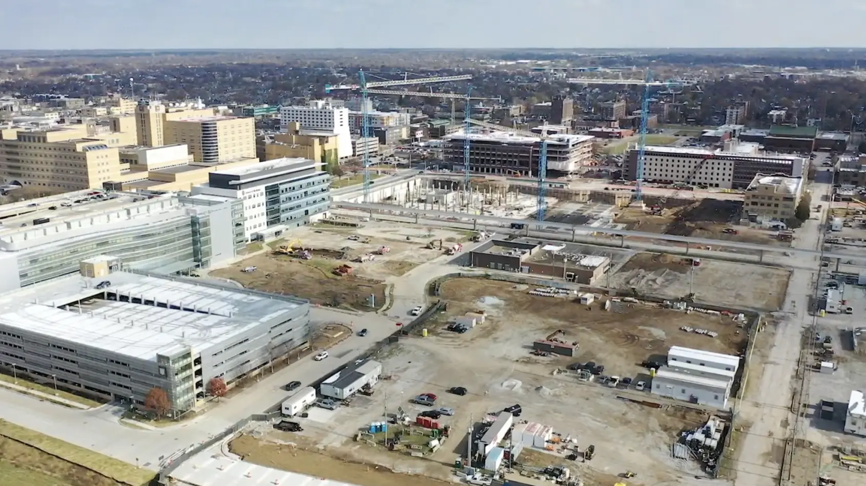 Time lapse video illustrates progress, one year after crews broke ground on new downtown hospital