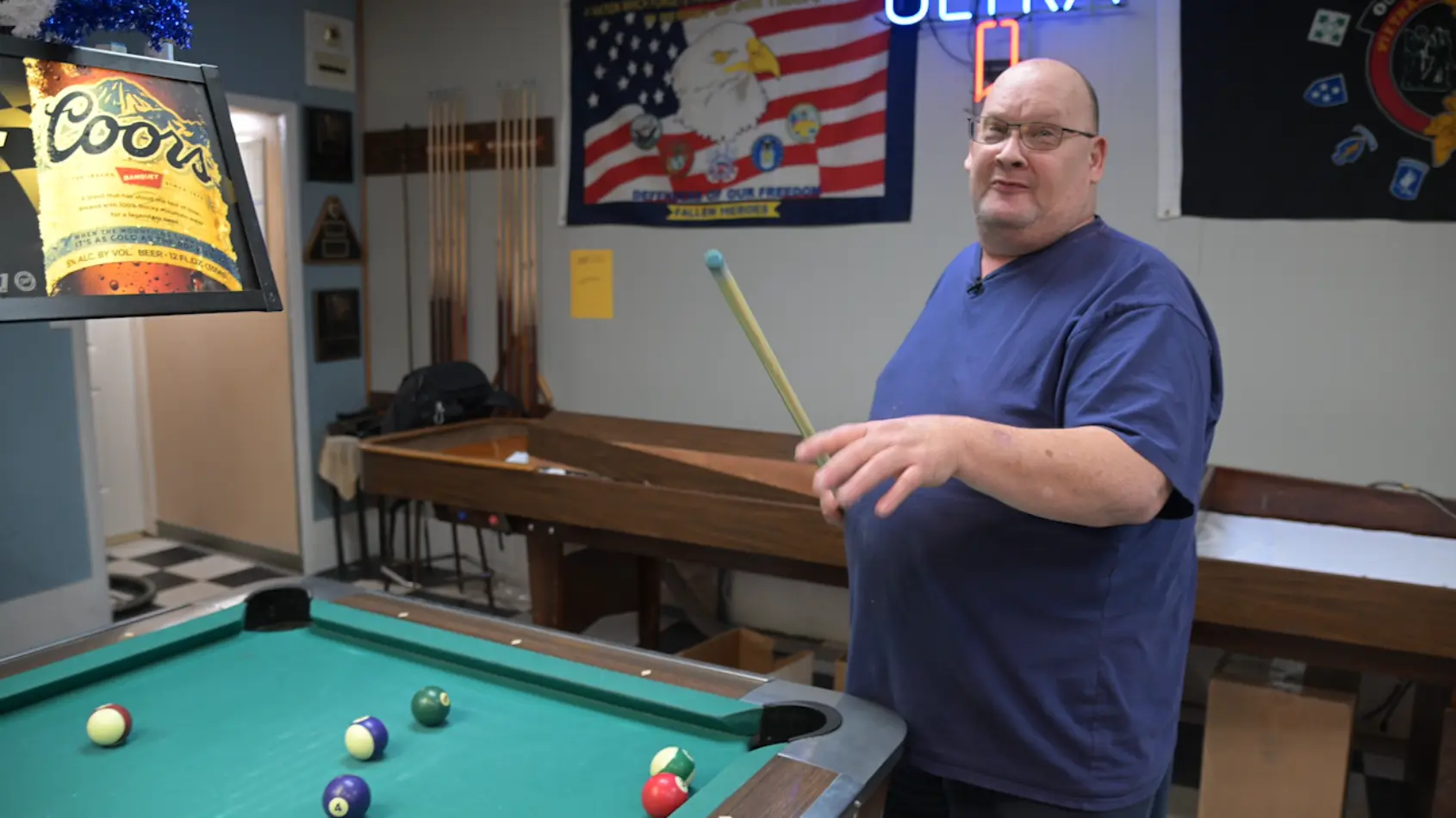 Patient shoots pool with a steady hand after cutting edge operation
