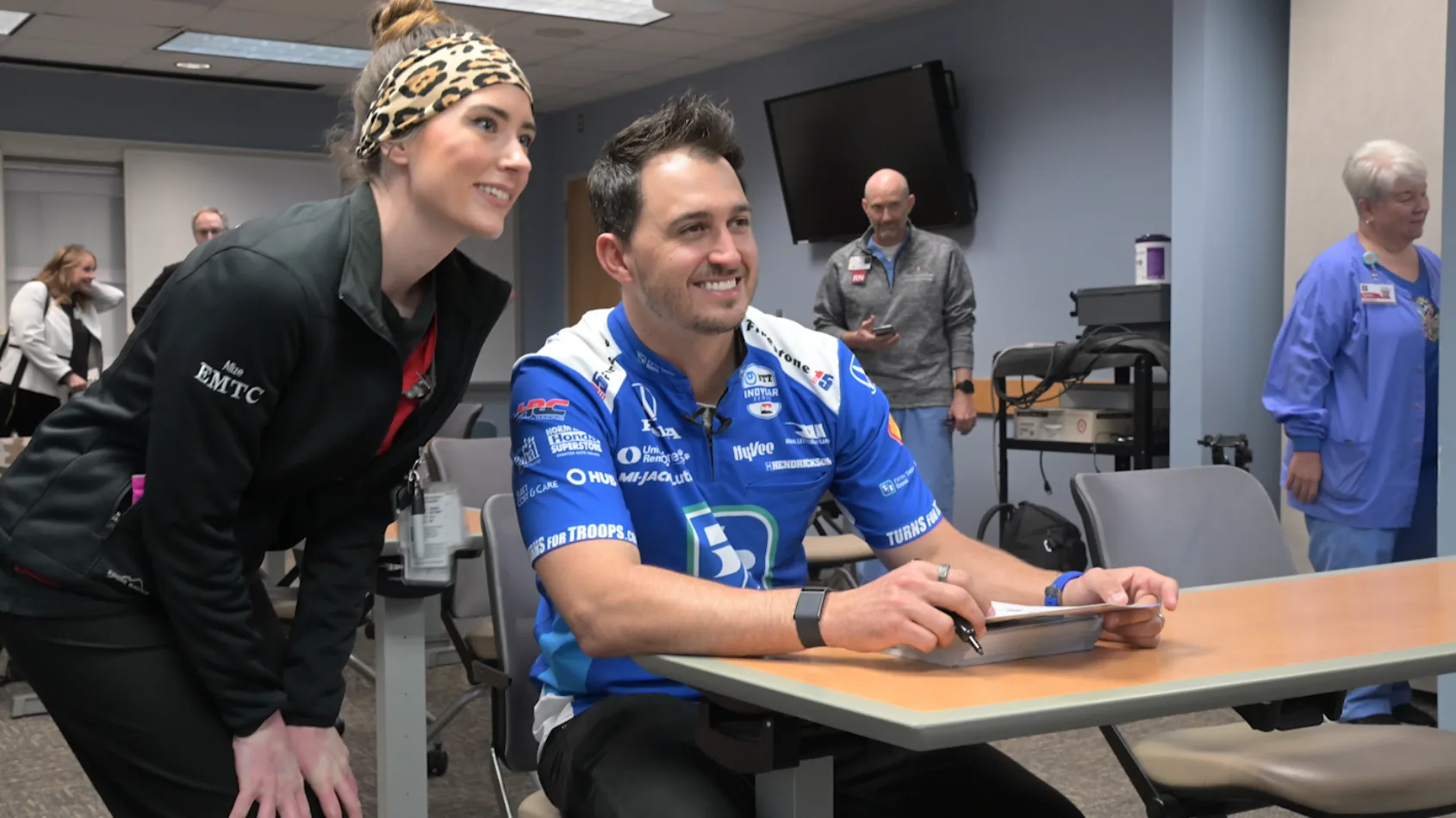 IndyCar driver Graham Rahal visits University Hospital