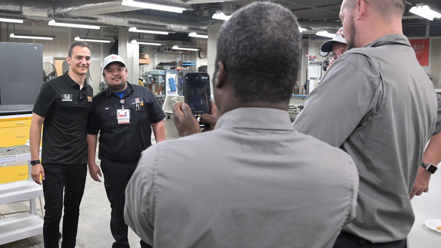 Alex Palou talks shop with University Hospital facilities team