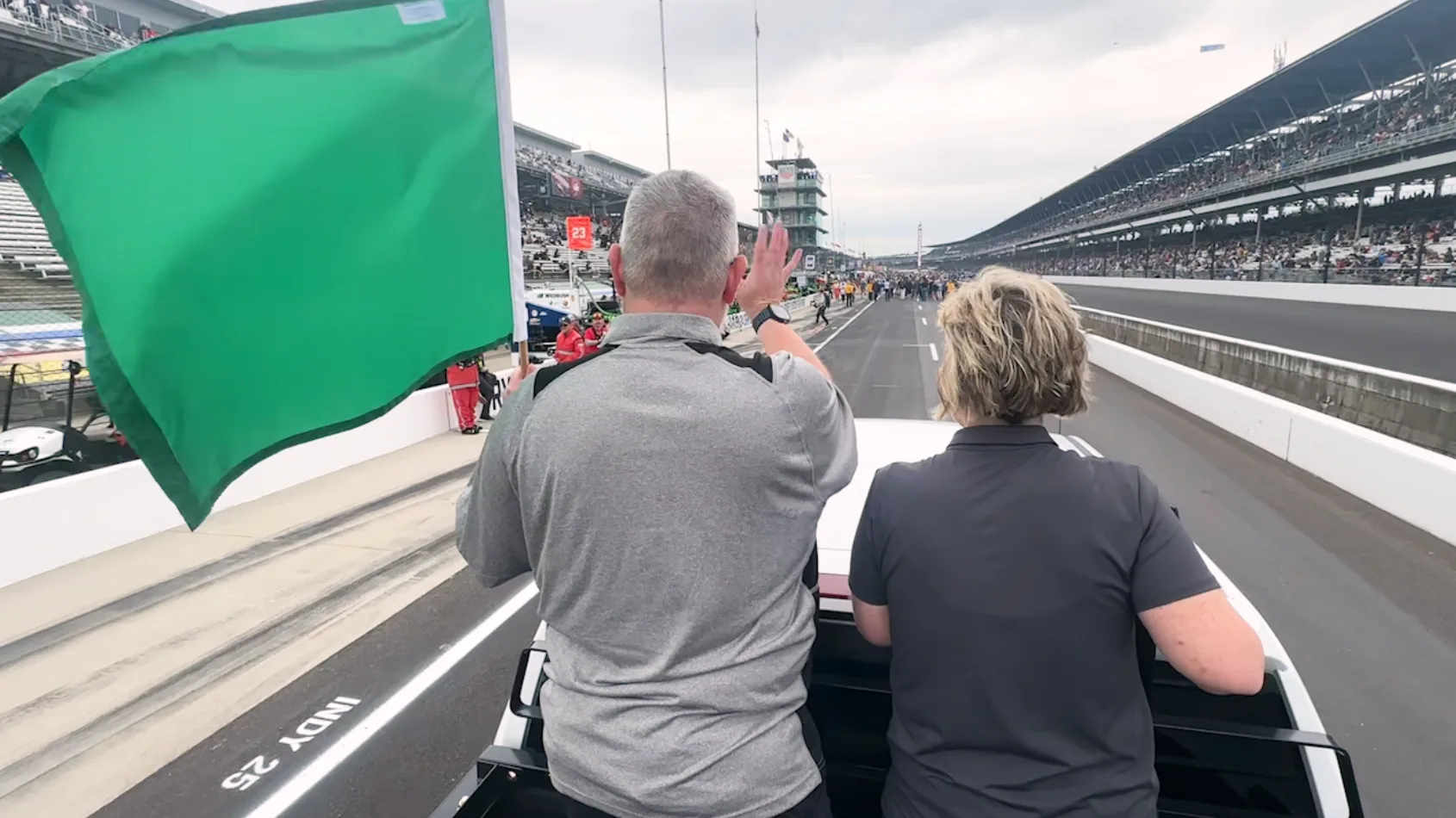 Trauma patient delivers ceremonial green flag to Indy 500 start line
