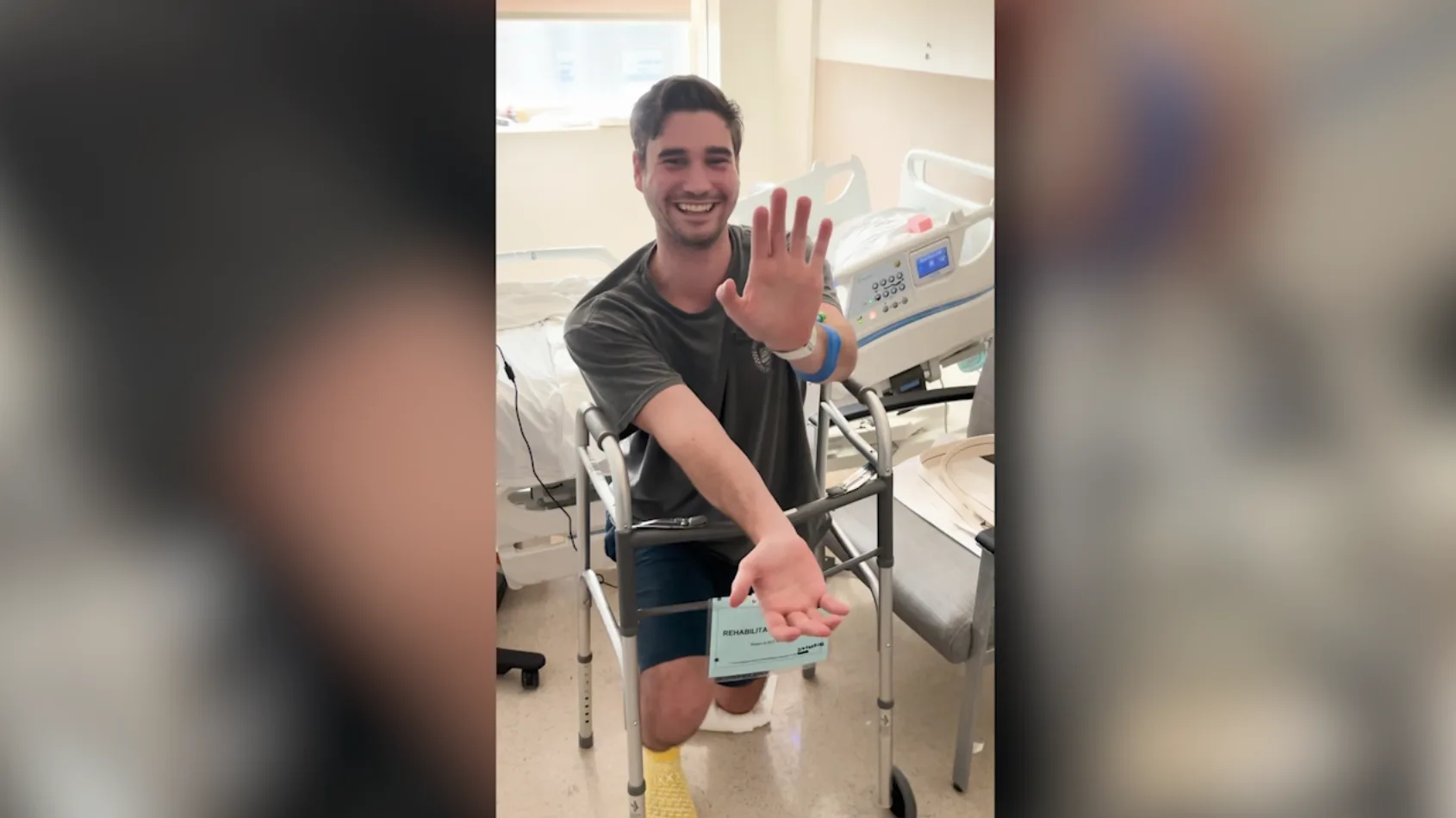 Paralysis patient credits physical therapy for ability to propose on one knee