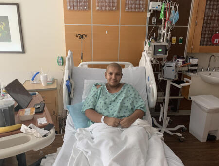 College student recovering from bone marrow transplant