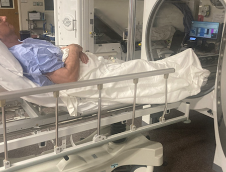 Patient on hyperbaric oxygen therapy- that kind of healing is really incredible