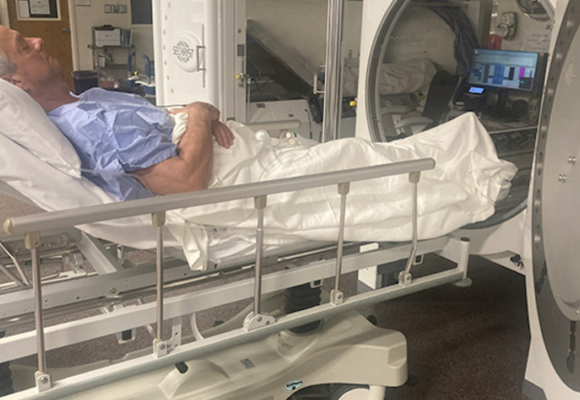 Patient on hyperbaric oxygen therapy- that kind of healing is really incredible