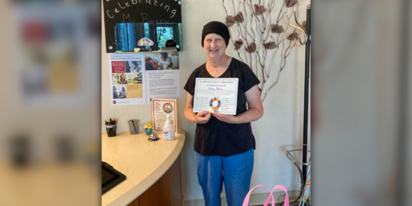 Teacher triumphs over breast cancer at IU Health West image.