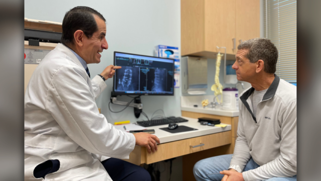 Patient travels hundreds of miles to celebrate spine surgery milestone at IU Health West image.