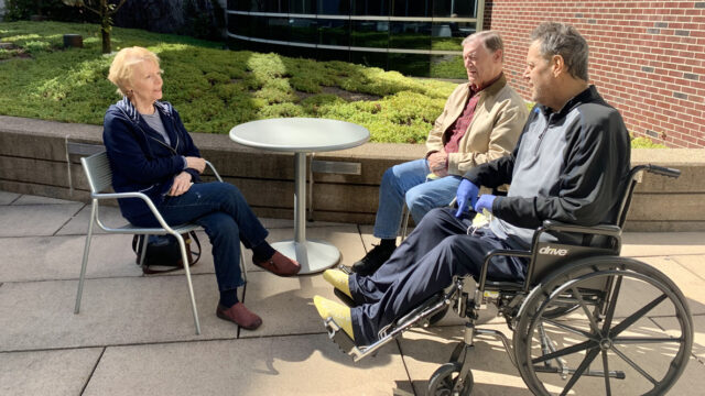 Two years after transplant, liver recipient embraces life image.