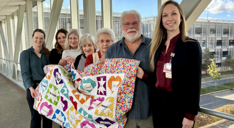 Quilted comfort connects family to cancer caregivers image.
