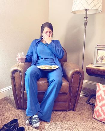 exhausted labor and delivery nurse in Texas who broke down in tears after a particularly brutal shift