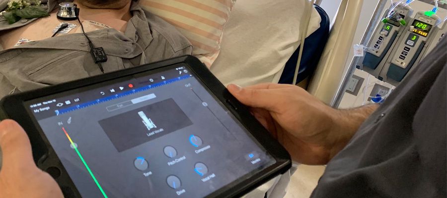 Recording of the patient's heartbeat set to music